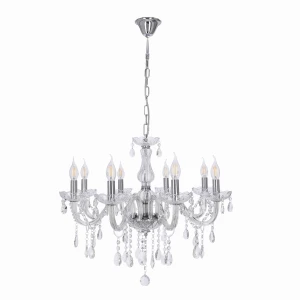 CRISTALLO Lampa Wisząca Chromowy 8x40W E14 Transparentny
