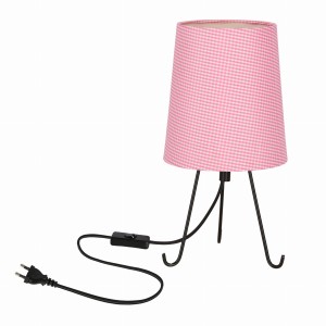 SMALLY Lampa Stołowa Czarny 1x40 E14 Abażur Różowy