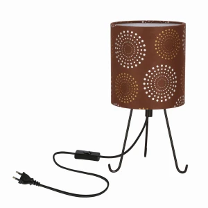 SMALLY Lampa Stołowa Czarny 1x40 E14 Abażur Emili Brązowy