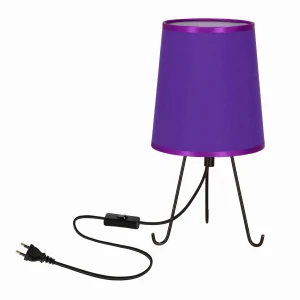 SMALLY Lampa Stołowa Czarny 1x40 E14 Abażur Gala Fioletowy