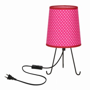 SMALLY Lampa Stołowa Czarny 1x40 E14 Abażur Fuksja W Kropki
