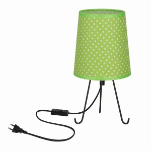 SMALLY Lampa Stołowa Czarny 1x40 E14 Abażur Zielony W Kropki