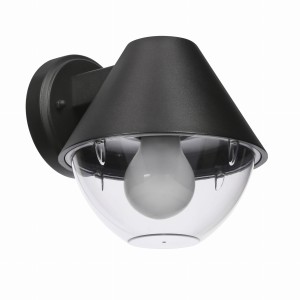 HENDERA Lampa Ogrodowa Kinkiet 20,5x17,5 Czarny 1x40W E27 Klosz Stożek Ip44