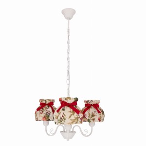 ROZANO Lampa Wisząca Biały 3x40W E27 Abażur Kwiatowy