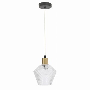 GRENIKO Lampa Wisząca Czarny 1x40W E14 Klosz Bezbarwny
