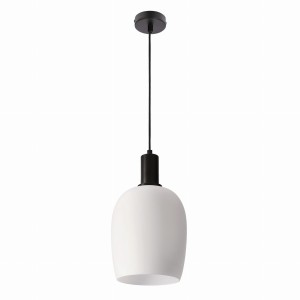 WOLKEN Lampa Wiszaca Czarny 1x40W E27 Klosz Biały