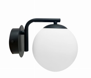 AMADEO Lampa Kinkiet Czarny 1x40W E14 Klosz Biały