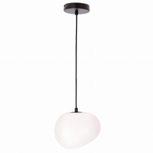 STONES Lampa Wisząca Czarny 20cm 1x40W E27 Klosz Biały