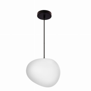 STONES Lampa Wisząca Czarny 25cm 1x40W E27 Klosz Biały