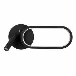 MONET Lampa Kinkiet Owal Czarny 13W LED 3000k, 4000k, 6000k Klosz Biały