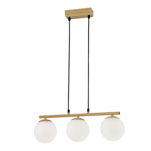 CARRINE Lampa Wisząca Drewniany 3x40W E14 Klosz Biały