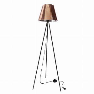 PLATINO Lampa Podłogowa Czarny 1x40W E27 Abażur Miedziany