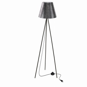 PLATINO Lampa Podłogowa Czarny 1x40W E27 Abażur Srebrny