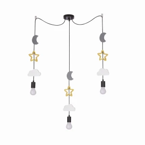 TRIO Ccc P Lampa Wisząca Czarny 3x20W E27 Iq Kids Biały+złoty+szary