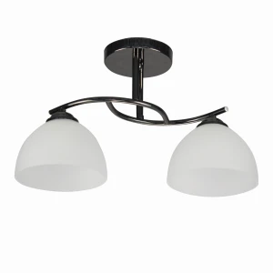 GRACJA Lampa Sufitowa Czarny Perłowy 2x40 E27 Klosz Biały