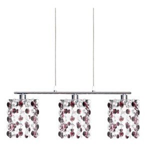 Candellux Zwis 3x40W G9 z kryształkami burgund, chromowy