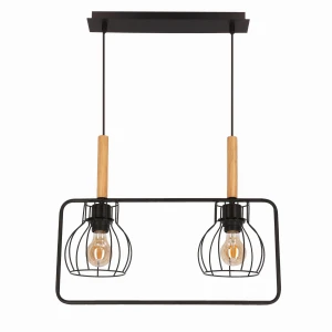 FRANITA Lampa Wisząca Czarny 2x40W E27 Klosz Czarny