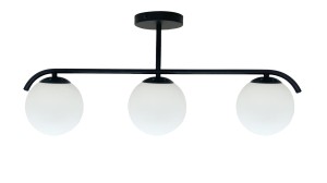 AMADEO Lampa Sufitowa Czarny 3x40W E14 Klosz Biały