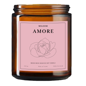 Miloom Świeca Sojowa Zapachowa Drewniany Knot Amore Wegańska 230ml