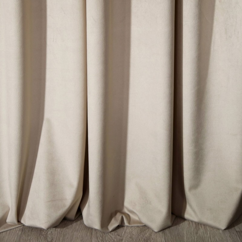 Aksamitna Zasłona Welurowa Velvet na Taśmie Kółkach 140 x 270 Beżowa Gotowa