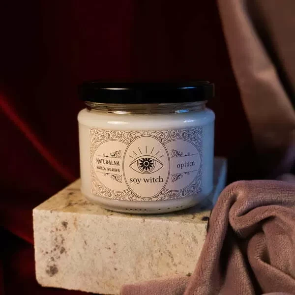 Świeczka Sojowa Zapachowa w Szkle Opium 50 H Palenia Świeca Wegańska Natura