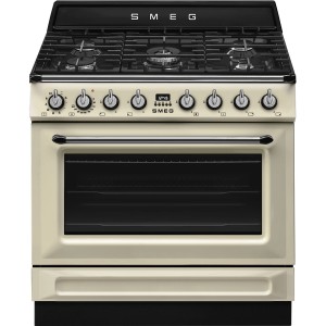 Smeg VICTORIA Kuchnia gazowa 90 cm, piekarnik 115 l, 5 palników, kremowy