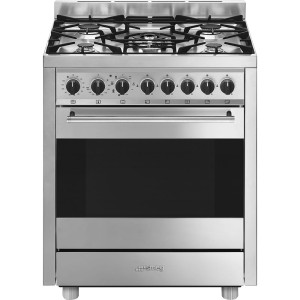 Smeg MASTER Kuchnia 70 cm, piekarnik 9 funkcji, płyta gazowa, stal nierdz.