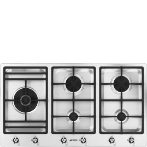 Smeg CLASSICA Płyta gazowa 90 cm, 5 palników, ruszty żeliwne, stal nierdz.