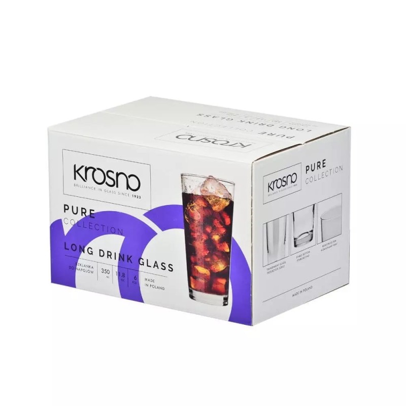 Wysokie Szklanki do Piwa Wody Drinków Napojów Krosno 6 szt 350 ml  Zestaw