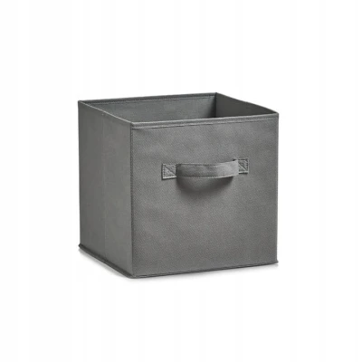 Składane Pudełko Tekstylne 26 x 26 x 26 cm Szare materiałowe do Szafy Organizer