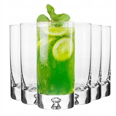 Wysokie Szklanki Lagrima Krosno 6 szt 300 ml  do Napojów Drinków  z Grubym Dnem