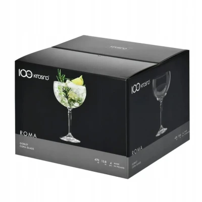 Kieliszki do Wody Koktajli Wina Roma Krosno 4 szt Goblet Zestaw 470 ml Duże