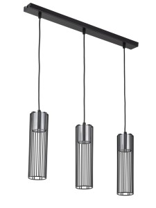 FOBIA 3 lampa wisząca prosty czarny/srebrny stal lakierowana