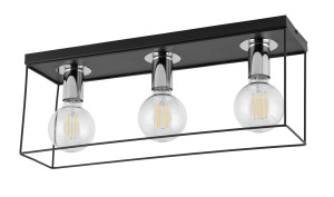 VOX 3 Plafon czarny/srebrny stal lakierowana, nikiel Sigma lighting
