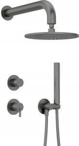 Zestaw prysznicowy podtynkowy titanium z deszczownicą i baterią Deante