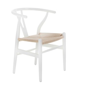 Fernity Krzesło Wicker Naturalne białe inspirowa ny Wishbone