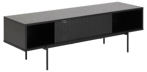 Fernity Szafka TV Angus czarna, metalowa podstawa, 146x44x9 cm
