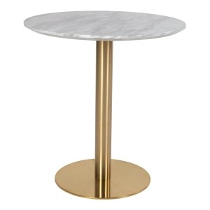 Fernity Stół Bolzano marmurowy z złotą podstawą, średnica 70 cm