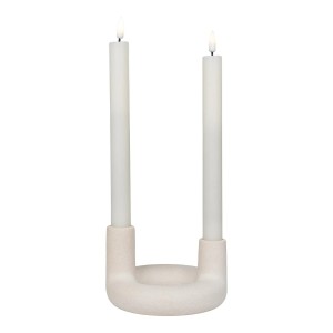Fernity Świecznik ceramiczny na 2 świece beżowy
