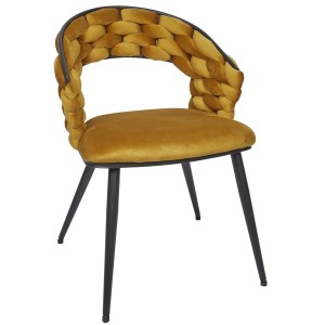 Fernity Krzesło Sawyer musztardowe z ergonomicznym siedziskiem