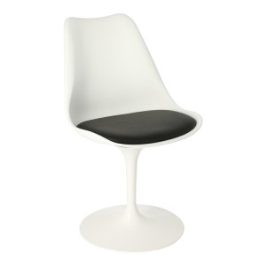 Fernity Krzesło Tulip Basic białe/czarna poduszk a
