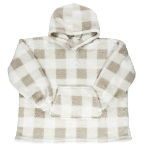 Fernity Bluza ocieplana długa/ snuddie w kratę    beżowa/biała