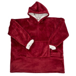 Fernity Bluza ocieplana szeroka/ snuddie          z kieszenią czerwona