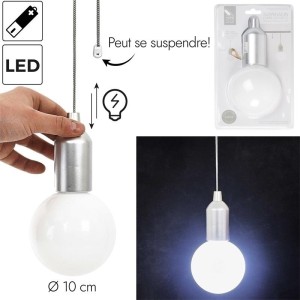 Fernity Lampa wisząca żarówka na baterie 10 cm srebrna