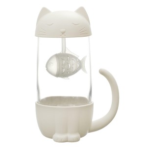 Fernity Kubek Kawaii z zaparzaczem Kotek z rybką  300ml