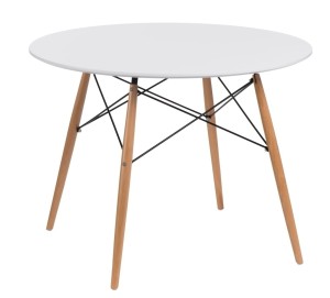 Fernity Stół DTW 100 cm, biały blat, drewno bukowe, metalowe łączenia