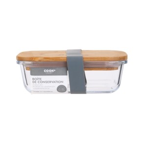 Fernity Lunch box szklany z bambusową przykrywką