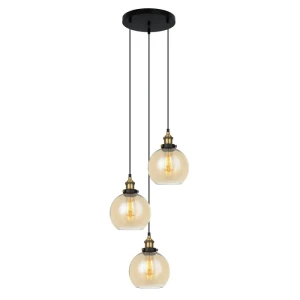 Italux Cardena  Lampa wisząca MDM-4330/3 GD+AMB Czarny, złoty
