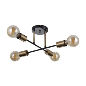 Italux Formio  Lampa wisząca PND-4052-4-BL-HBR Czarny mat, mosiądz miodowy
