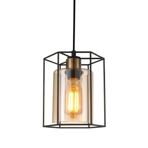 Italux Kalula  Lampa wisząca PND-78901-1-BK+AMB Czarny